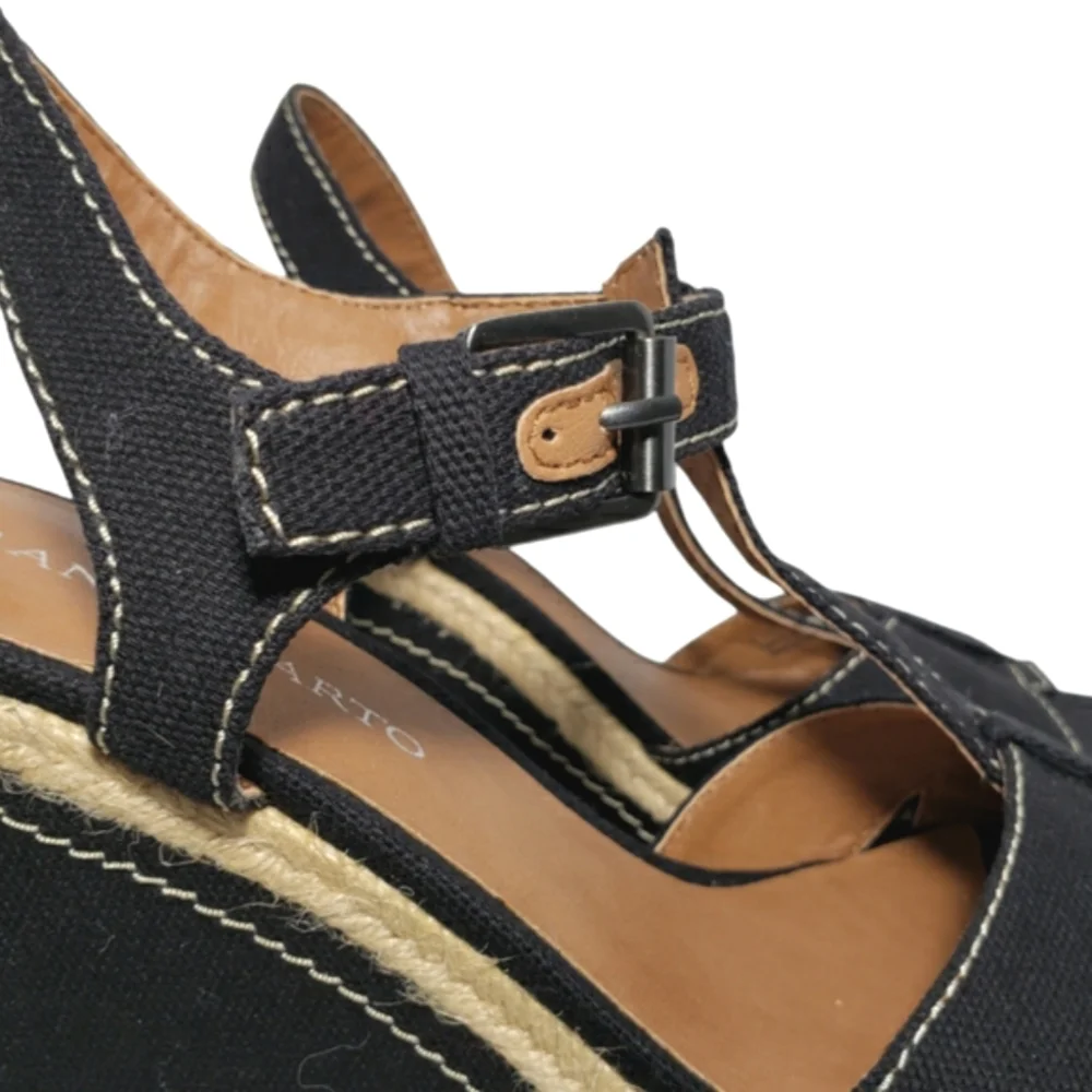 Franco Sarto Allison Black Espadrille Wedge Sandals Women's Size 8.5